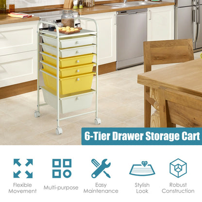 6 Drawer Rolling Storage Cart Organizer, Yellow File Cabinets at Gallery Canada