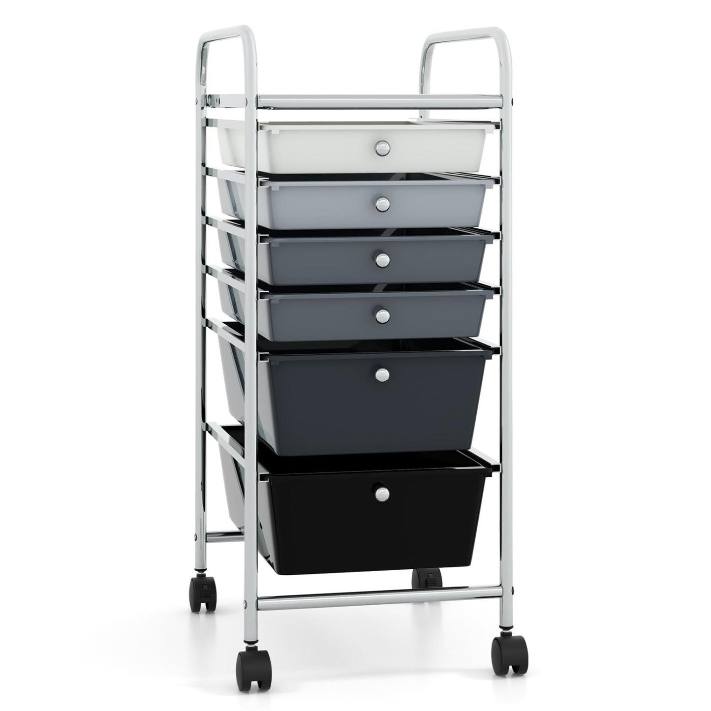 6 Drawers Rolling Storage Cart Organizer, Gray, Black File Cabinets at Gallery Canada