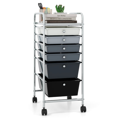 6 Drawers Rolling Storage Cart Organizer, Gray, Black File Cabinets at Gallery Canada