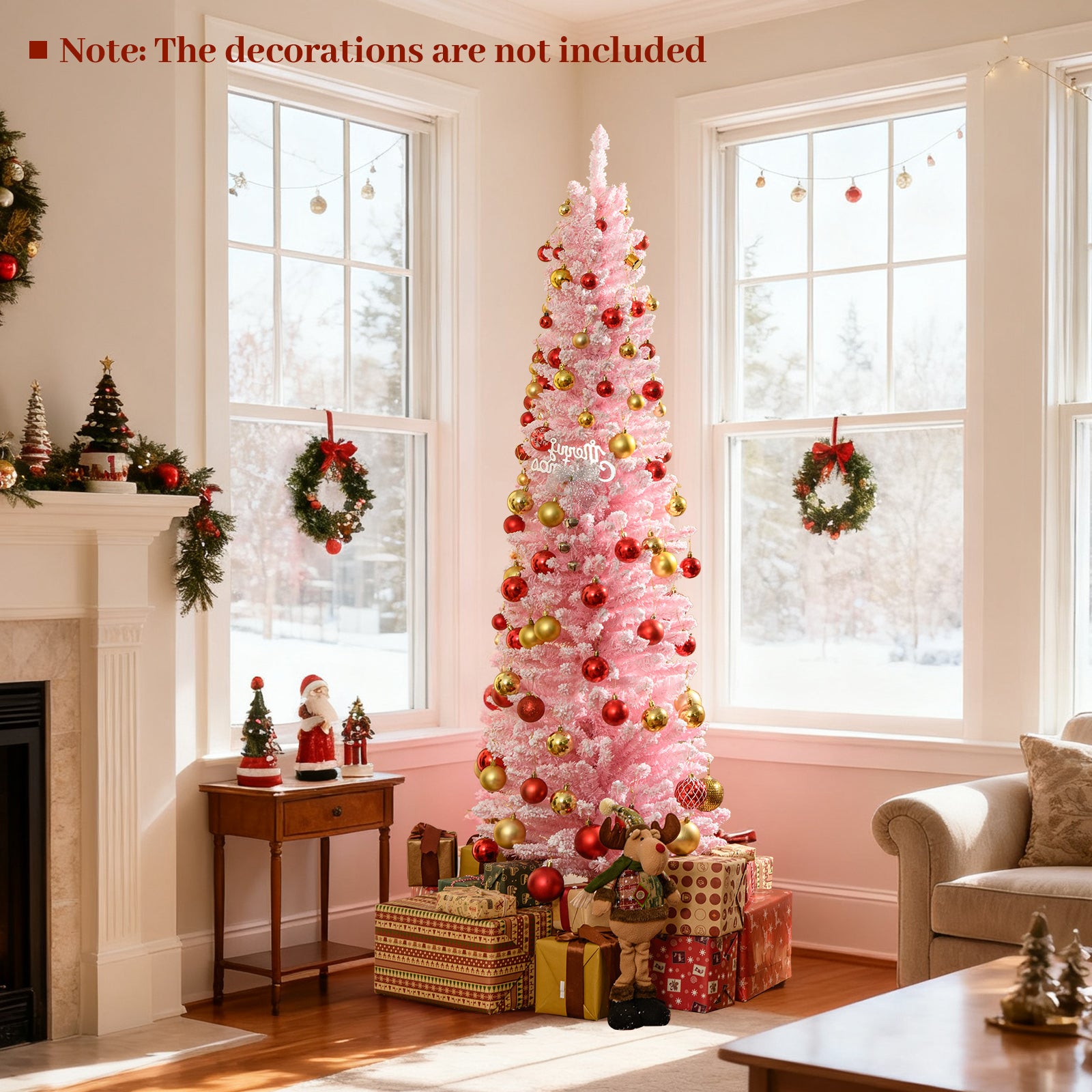 6 FT Artificial Christmas Tree, 460 Branch Tips, Folding Metal Stand, Pink Christmas Tree at Gallery Canada