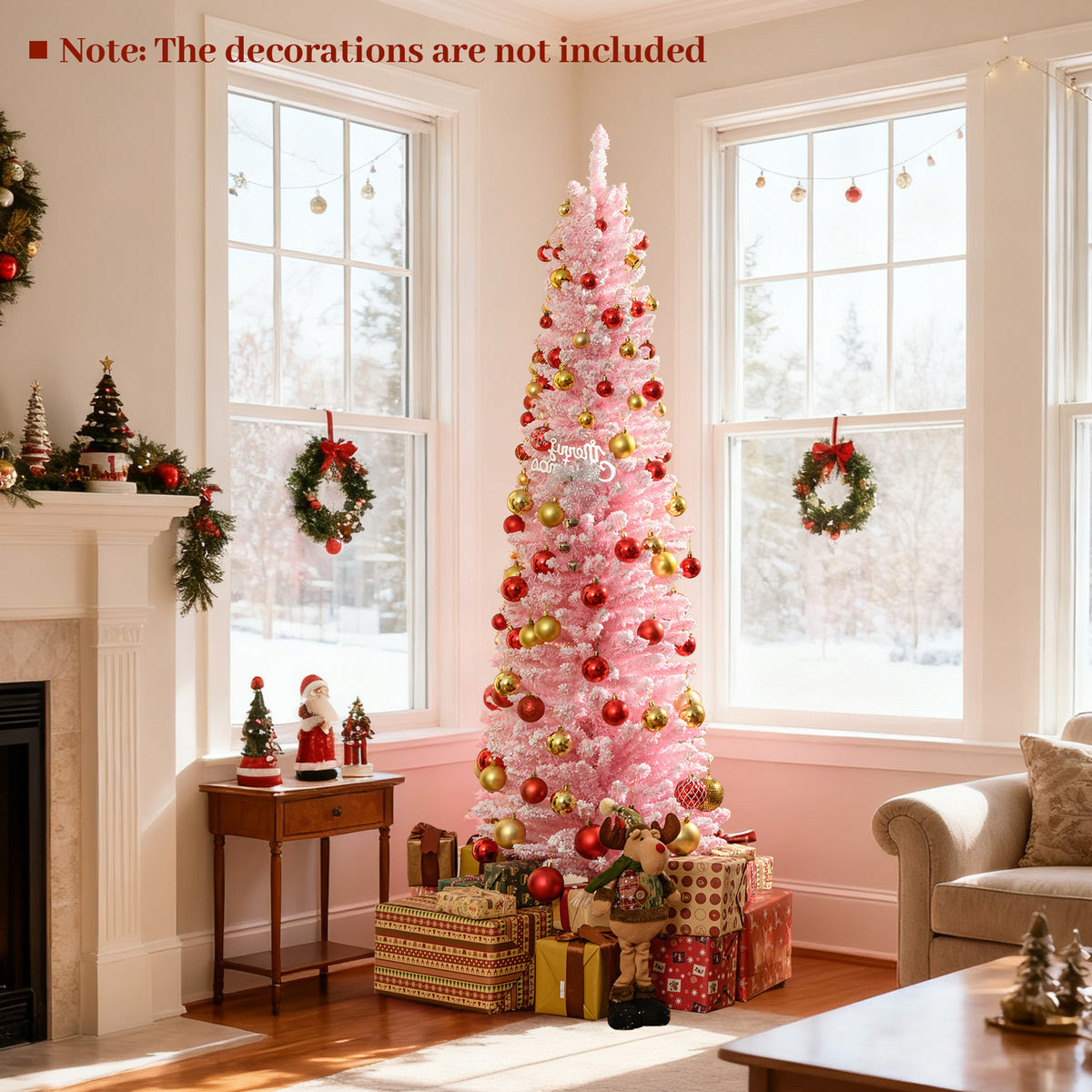 6 FT Artificial Christmas Tree, 460 Branch Tips, Folding Metal Stand, Pink Christmas Tree at Gallery Canada
