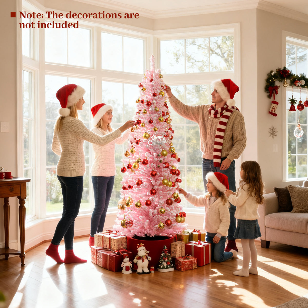 6 FT Artificial Christmas Tree, 460 Branch Tips, Folding Metal Stand, Pink Christmas Tree at Gallery Canada