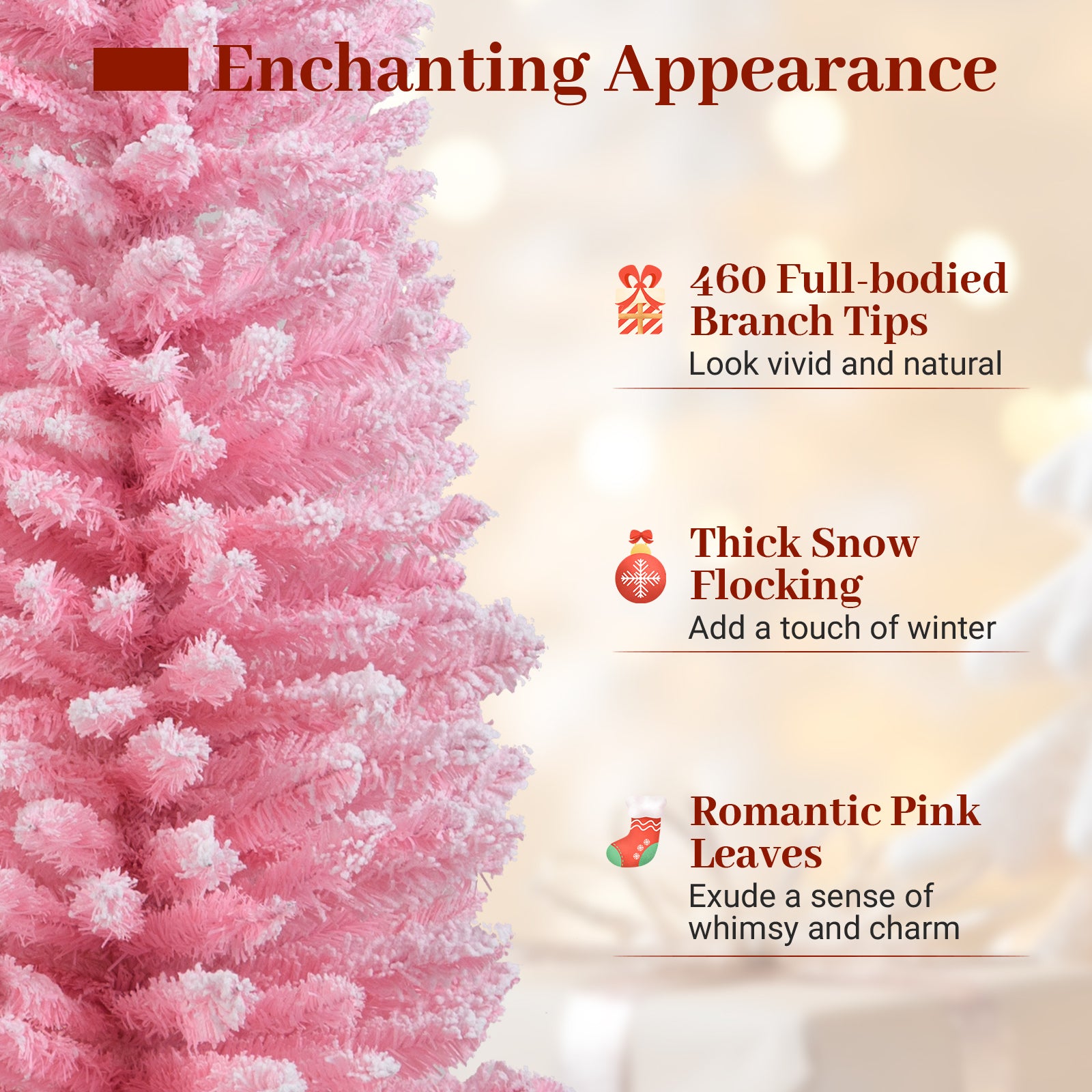 6 FT Artificial Christmas Tree, 460 Branch Tips, Folding Metal Stand, Pink Christmas Tree at Gallery Canada