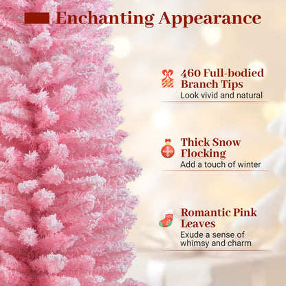 6 FT Artificial Christmas Tree, 460 Branch Tips, Folding Metal Stand, Pink Christmas Tree at Gallery Canada