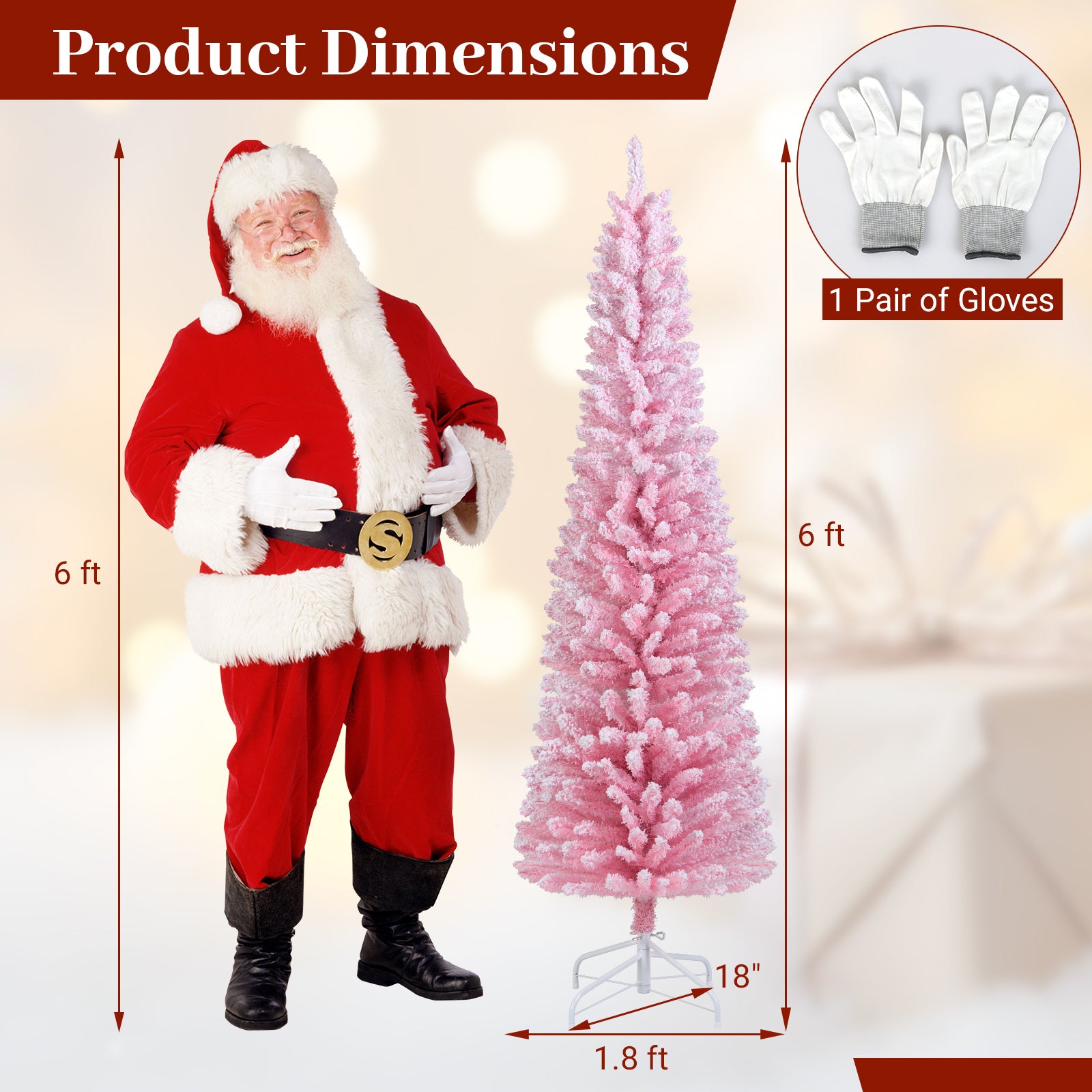 6 FT Artificial Christmas Tree, 460 Branch Tips, Folding Metal Stand, Pink Christmas Tree at Gallery Canada