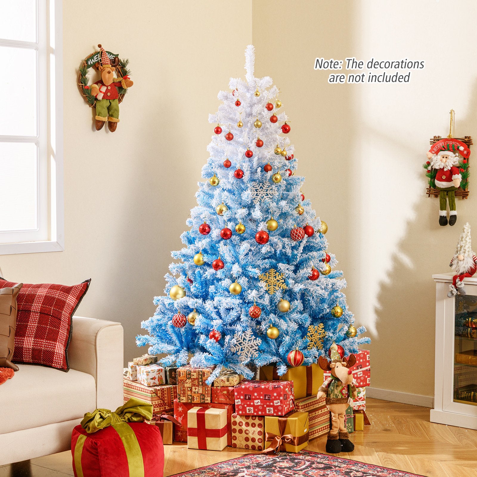 6 FT Artificial Christmas Tree with Warm White LED Lights and 8 Modes, Blue Christmas Tree at Gallery Canada