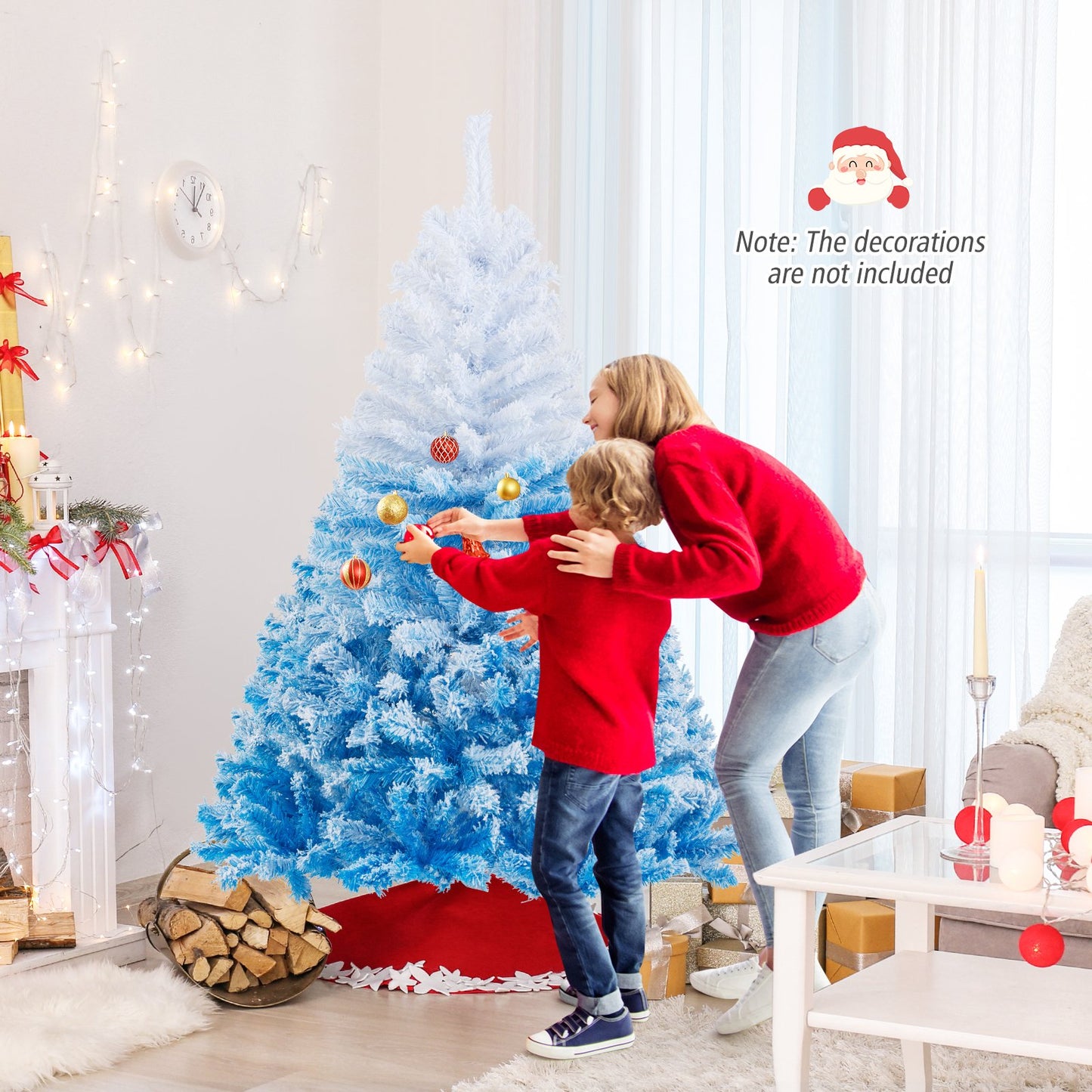 6 FT Artificial Christmas Tree with Warm White LED Lights and 8 Modes, Blue Christmas Tree at Gallery Canada