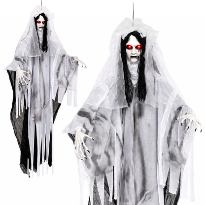 6 FT Ghost Bride Halloween Decoration with Creep Sound and Lighted Eyes
