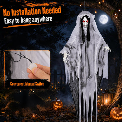 6 FT Ghost Bride Halloween Decoration with Creep Sound and Lighted Eyes