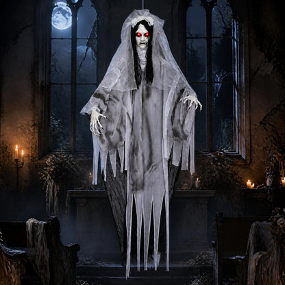 6 FT Ghost Bride Halloween Decoration with Creep Sound and Lighted Eyes