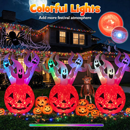 6 FT Inflatable Ghost Pumpkin, Orange