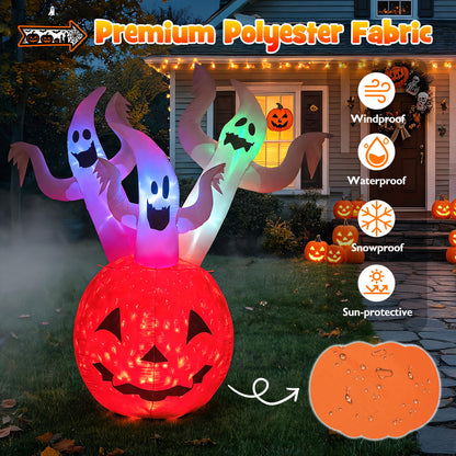 6 FT Inflatable Ghost Pumpkin, Orange