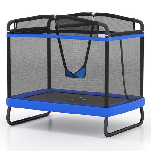 6 FT Kids Trampoline With Swing, Horizontal Bar, Blue