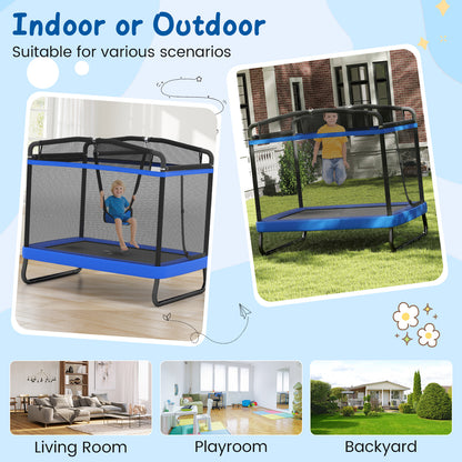 6 FT Kids Trampoline With Swing, Horizontal Bar, Blue Trampolines at Gallery Canada