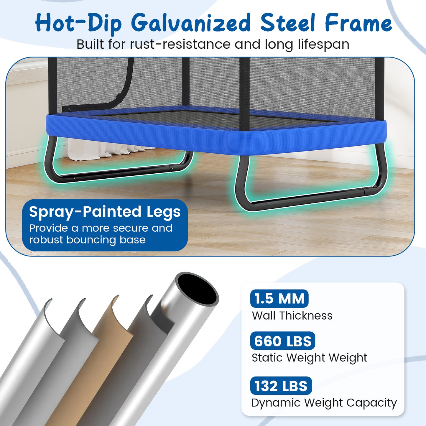 6 FT Kids Trampoline With Swing, Horizontal Bar, Blue Trampolines at Gallery Canada