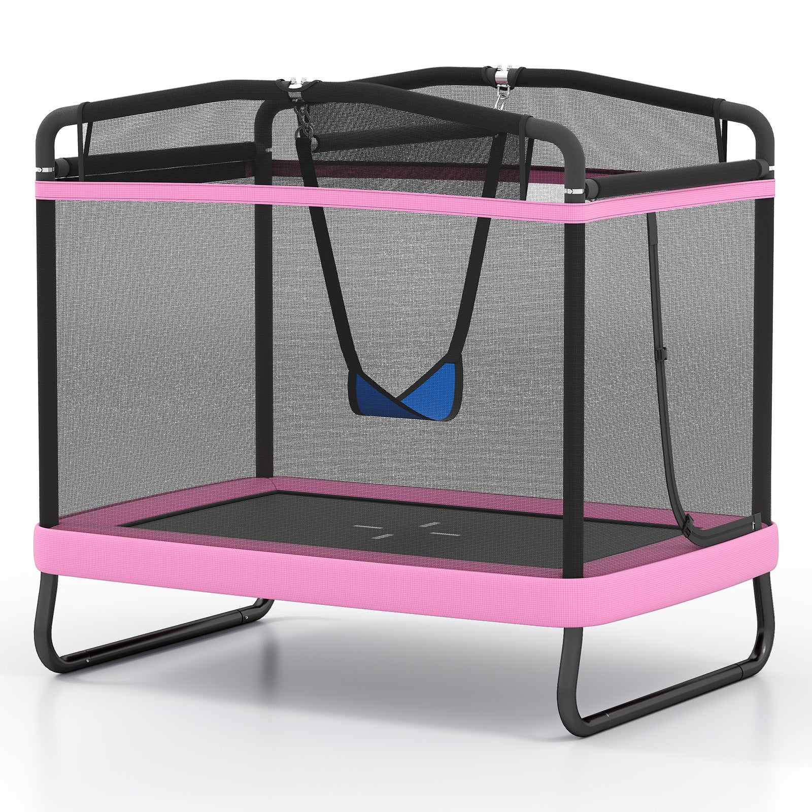 6 FT Kids Trampoline With Swing, Horizontal Bar, Pink Trampolines Pink at Gallery Canada