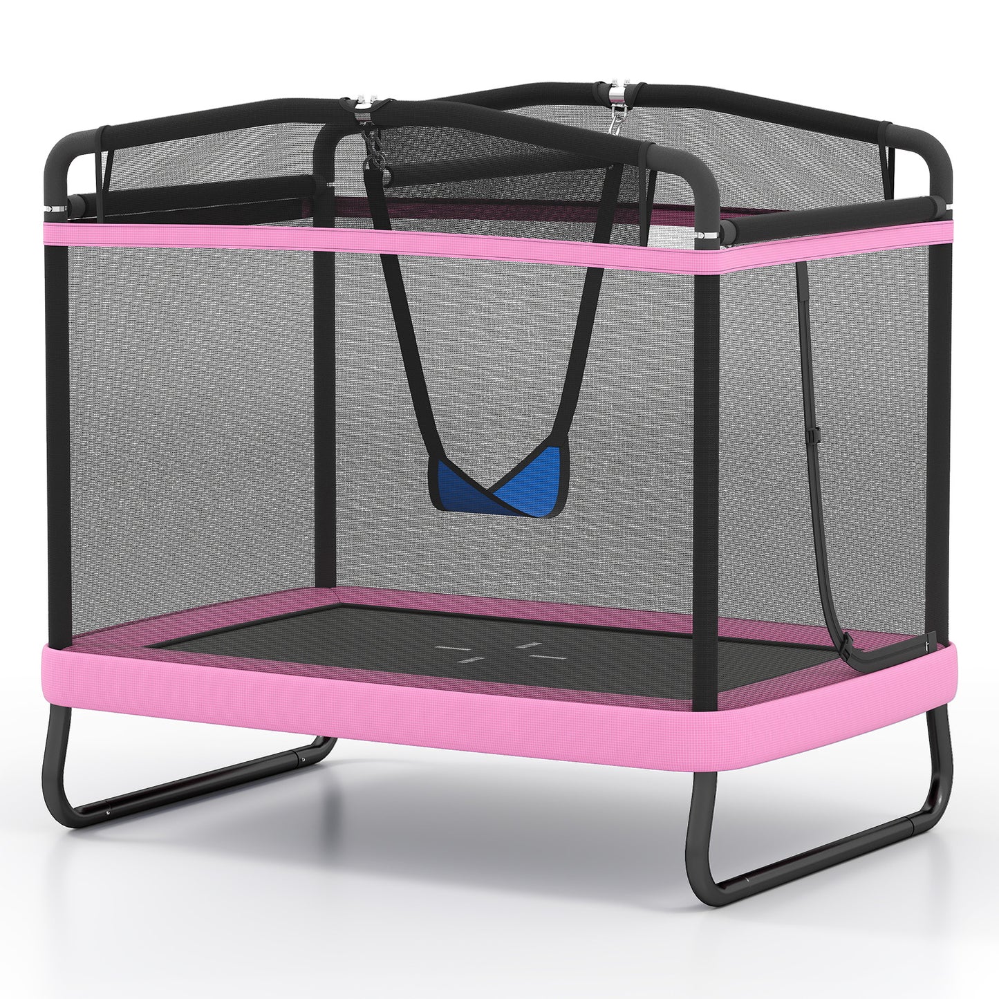 6 FT Kids Trampoline With Swing, Horizontal Bar, Pink Trampolines Pink at Gallery Canada