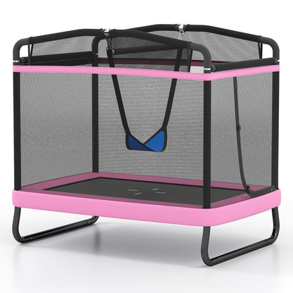 6 FT Kids Trampoline With Swing, Horizontal Bar, Pink Trampolines Pink at Gallery Canada