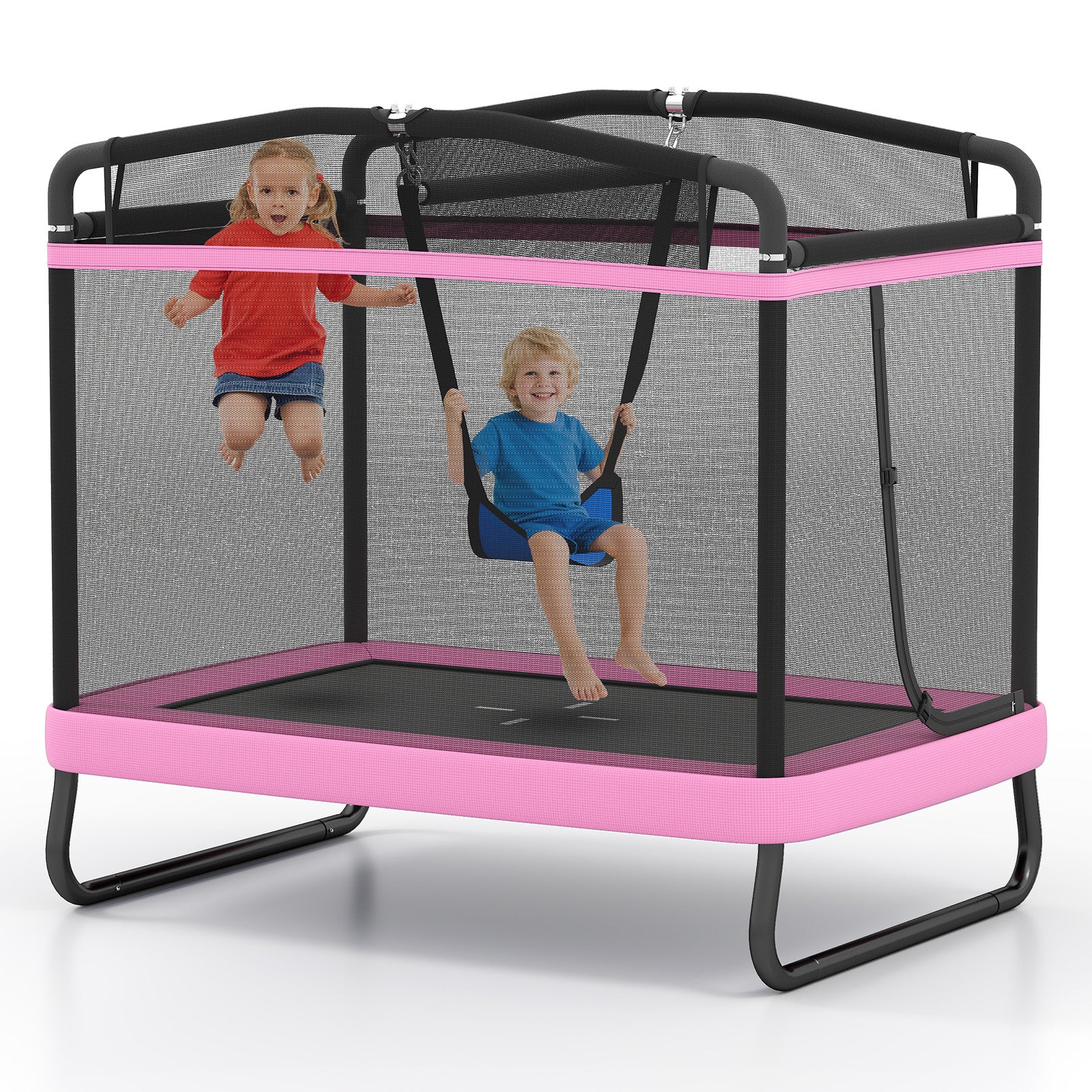 6 FT Kids Trampoline With Swing, Horizontal Bar, Pink Trampolines at Gallery Canada