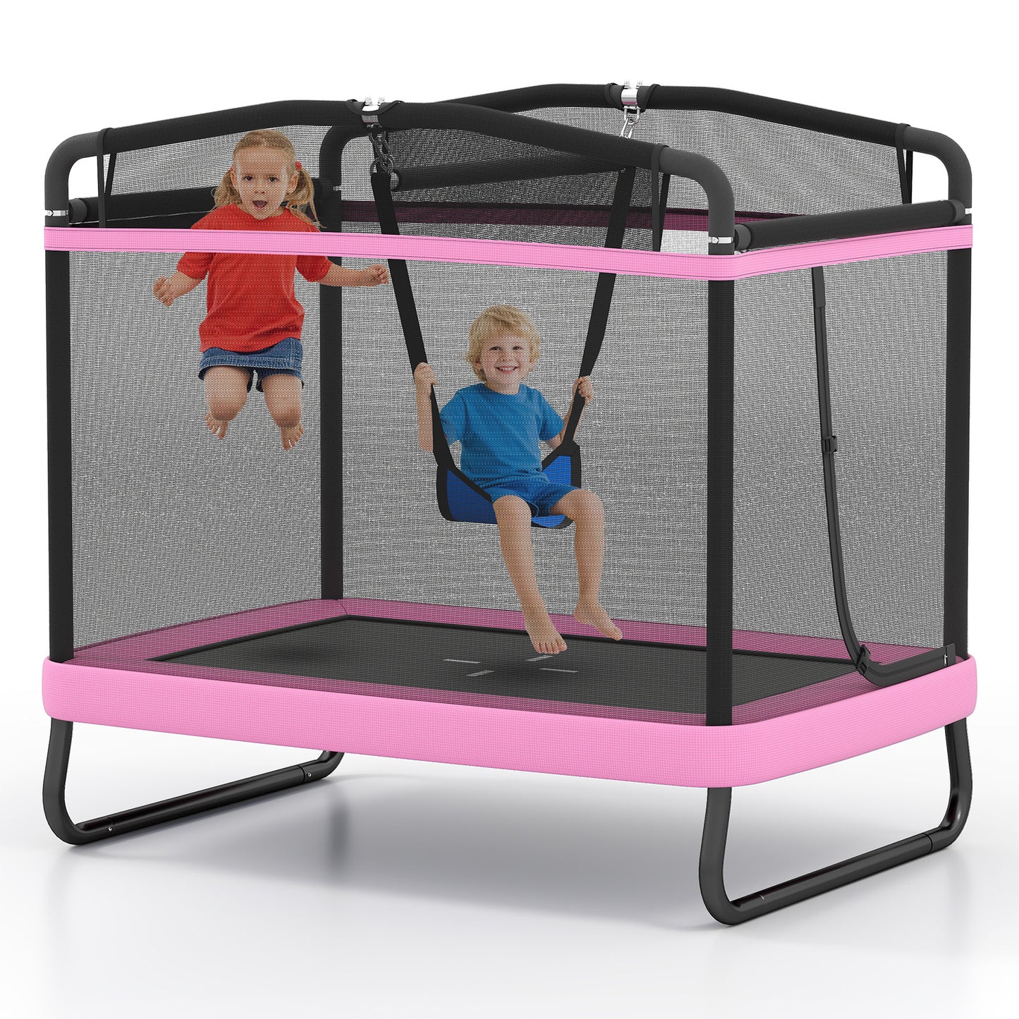 6 FT Kids Trampoline With Swing, Horizontal Bar, Pink Trampolines at Gallery Canada
