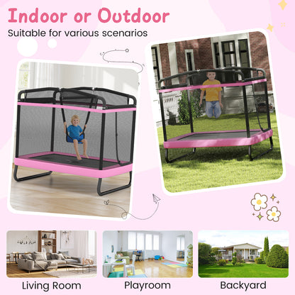 6 FT Kids Trampoline With Swing, Horizontal Bar, Pink Trampolines at Gallery Canada