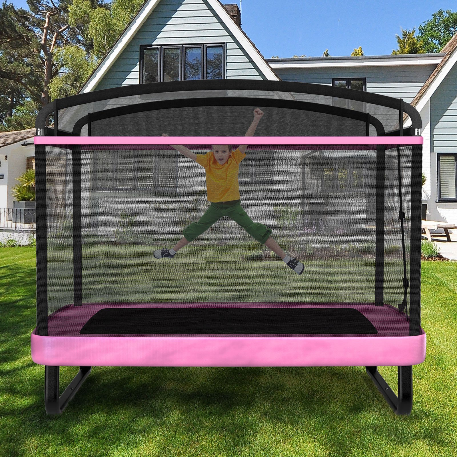 6 FT Kids Trampoline With Swing, Horizontal Bar, Pink Trampolines at Gallery Canada