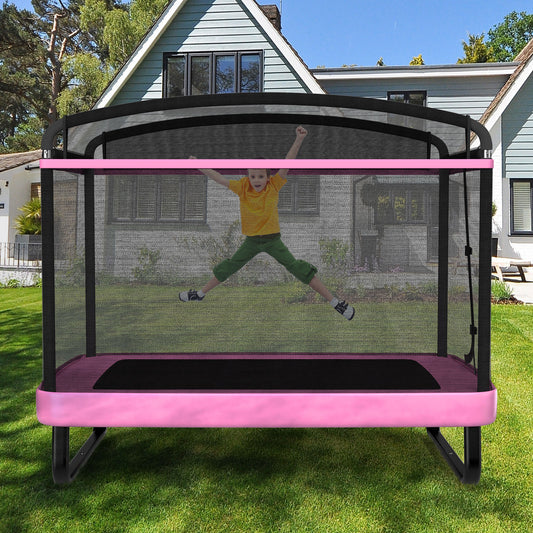 6 FT Kids Trampoline With Swing, Horizontal Bar, Pink Trampolines Pink at Gallery Canada