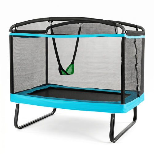 6 FT Kids Trampoline With Swing & Safety Net, Blue