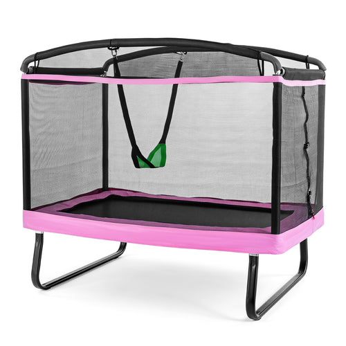 6 Ft Kids Trampoline with Swing & Safety Net, Pink