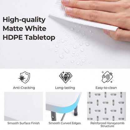 6 FT Plastic Fold-In-Half Camping Table, White