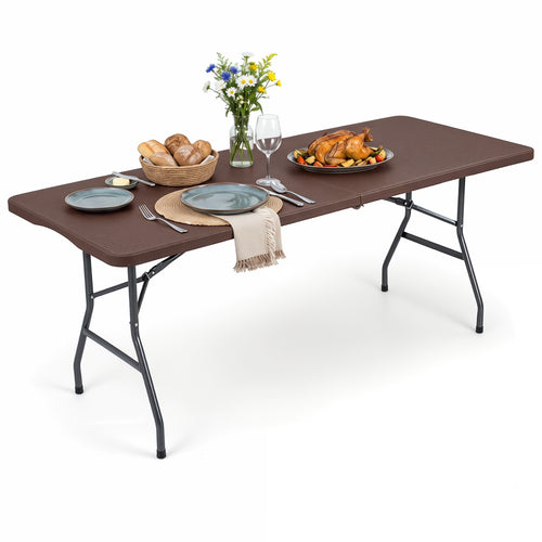 6 FT Plastic Fold-in-Half Camping Table