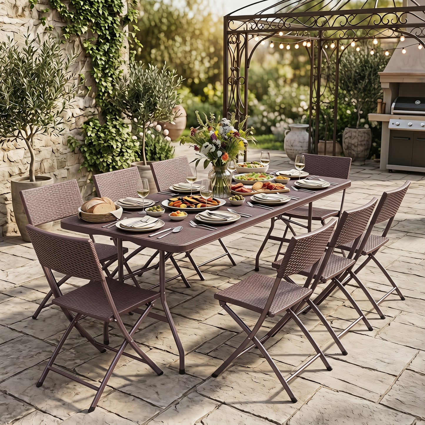 6 FT Plastic Fold-in-Half Camping Table