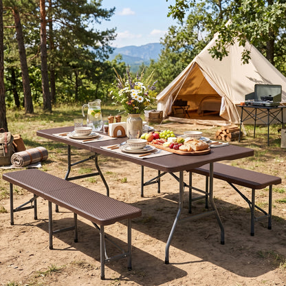 6 FT Plastic Fold-in-Half Camping Table