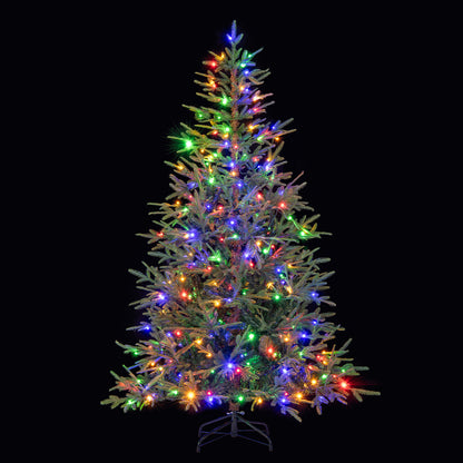 6 FT Pre-Lit Artificial Christmas Tree Hinged Xmas Tree with 250 Warm White & Multicolored LED Lights