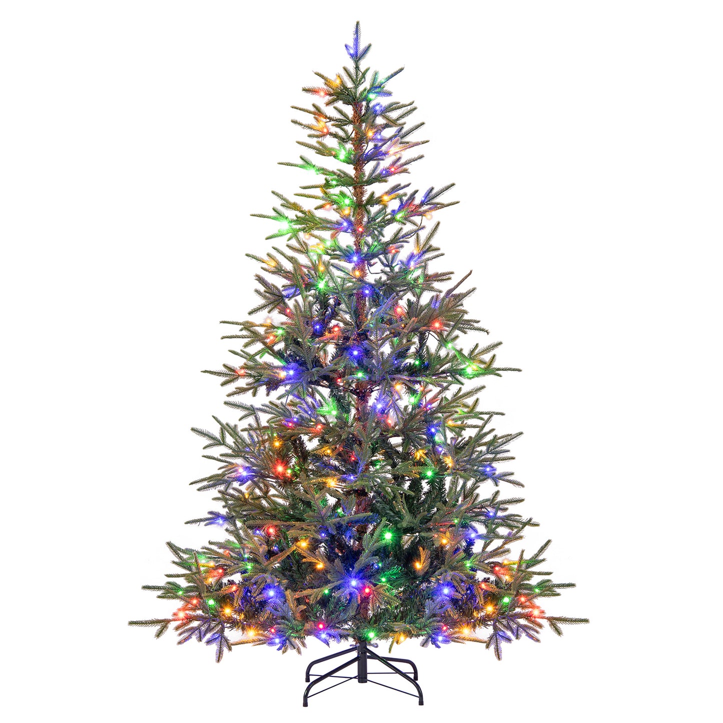 6 FT Pre-Lit Artificial Christmas Tree Hinged Xmas Tree with 250 Warm White & Multicolored LED Lights