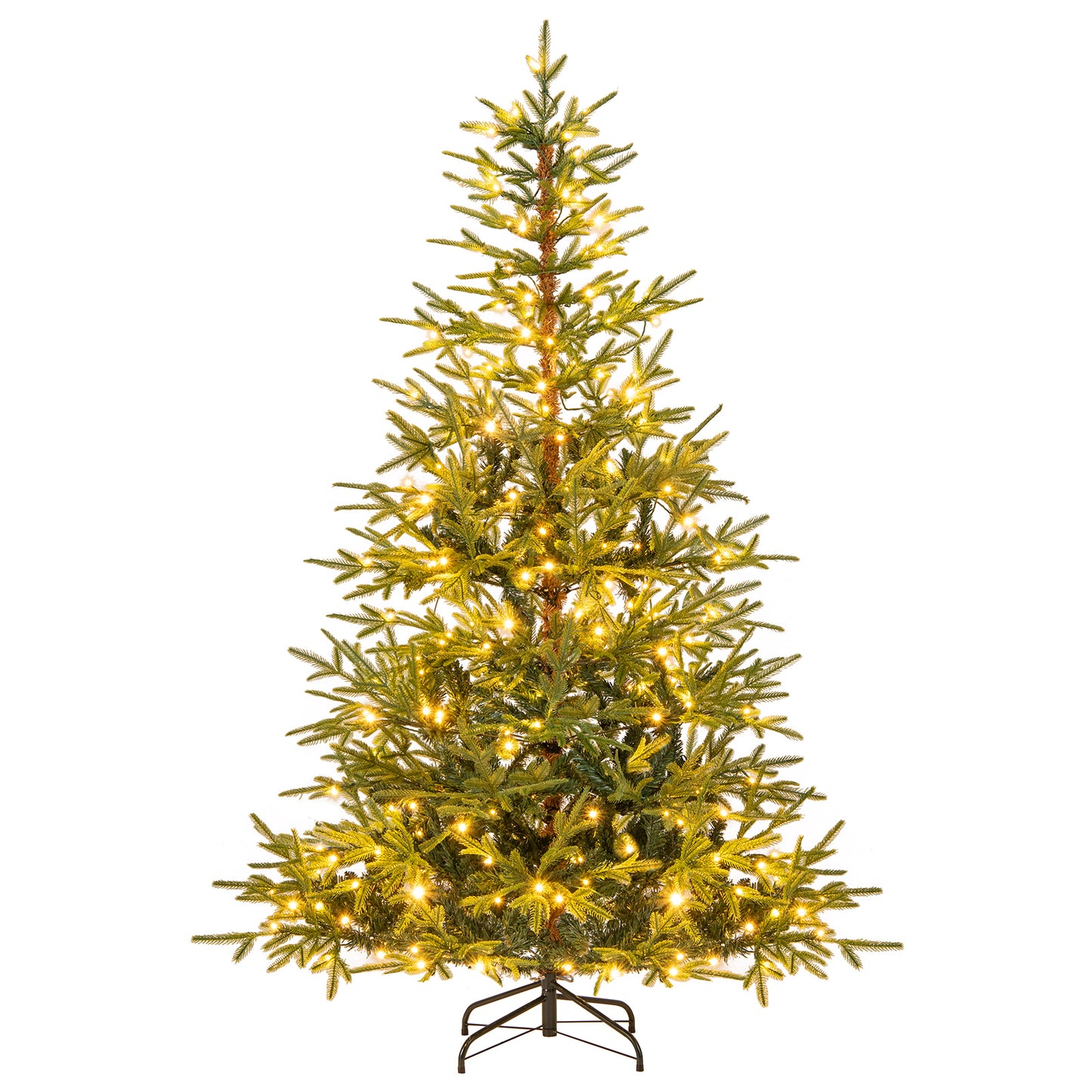6 FT Pre-Lit Artificial Christmas Tree Hinged Xmas Tree with 250 Warm White & Multicolored LED Lights