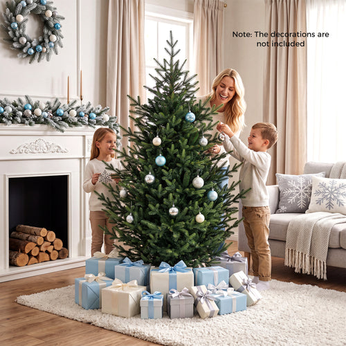 6 FT Pre-Lit Artificial Christmas Tree, 240 Warm White LED, Green