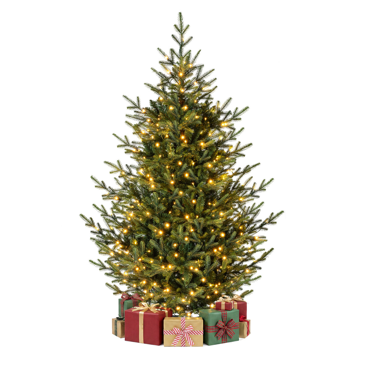 Sapin de Noël artificiel pré-éclairé de 6 pieds, 240 LED blanc chaud, vert