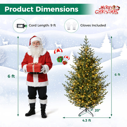 Sapin de Noël artificiel pré-éclairé de 6 pieds, 240 LED blanc chaud, vert