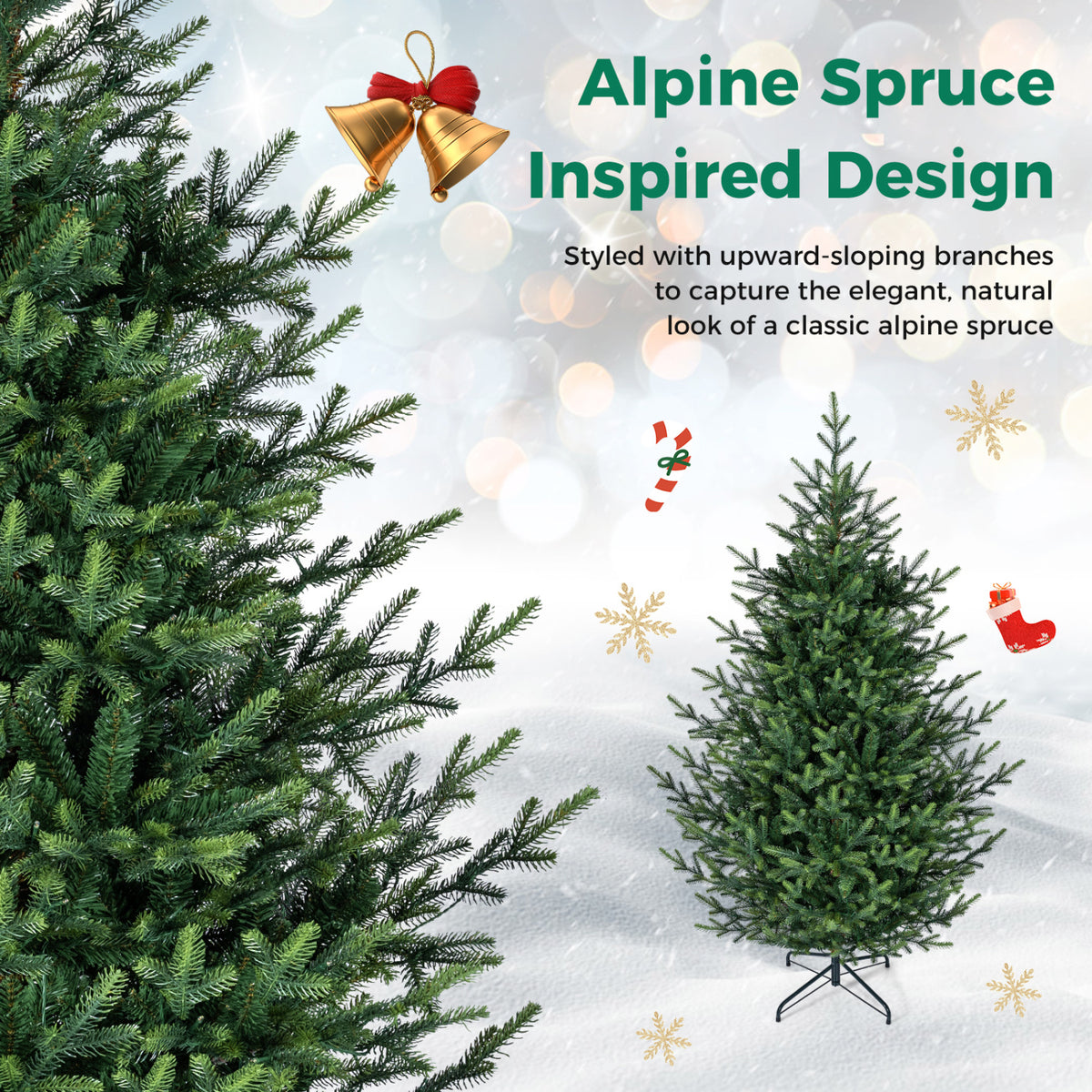 Sapin de Noël artificiel pré-éclairé de 6 pieds, 240 LED blanc chaud, vert