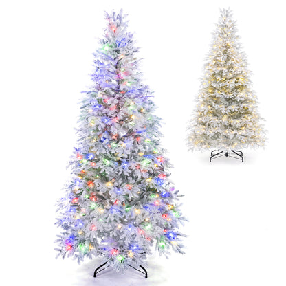 Sapin de Noël artificiel pré-éclairé de 6 pieds, LED blanc chaud multicolore, blanc