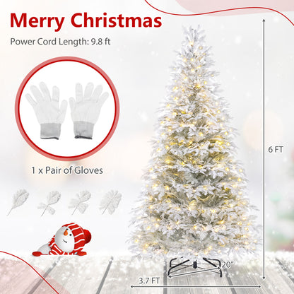 Sapin de Noël artificiel pré-éclairé de 6 pieds, LED blanc chaud multicolore, blanc