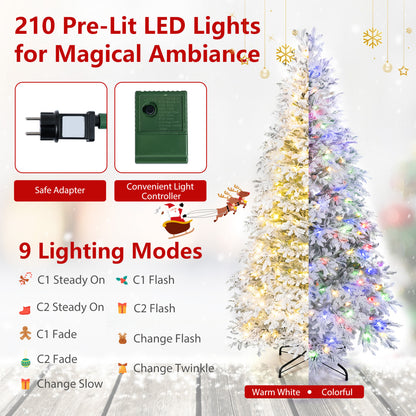 Sapin de Noël artificiel pré-éclairé de 6 pieds, LED blanc chaud multicolore, blanc