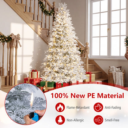 Sapin de Noël artificiel pré-éclairé de 6 pieds, LED blanc chaud multicolore, blanc