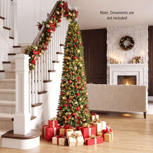 6 FT Pre-Lit Pencil Christmas Tree, 180 Warm White LEDs Christmas Tree Green at Gallery Canada