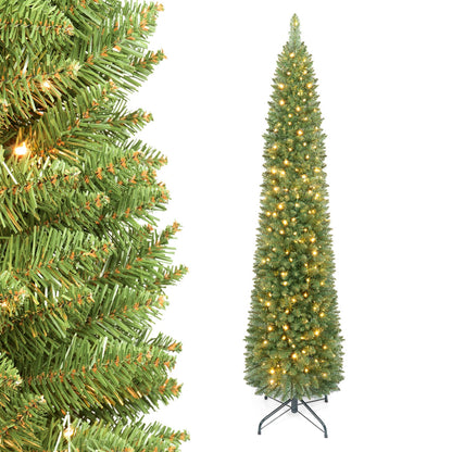 6 FT Pre-Lit Pencil Christmas Tree, 180 Warm White LEDs
