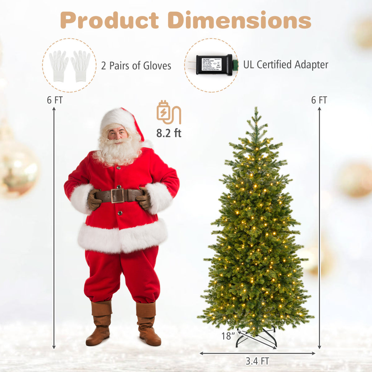 6 FT Pre-lit Christmas Tree, LED Lights, Green