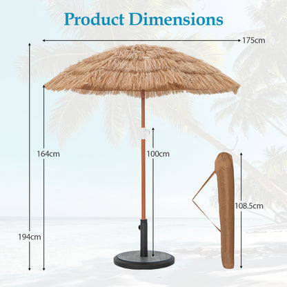 6 FT Thatched Beach Umbrella, Push Button Tilt, Carrying Bag, Set of 2, Natural Outdoor Umbrellas at Gallery Canada
