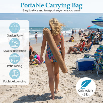 6 FT Thatched Beach Umbrella, Push Button Tilt, Carrying Bag, Set of 2, Natural Outdoor Umbrellas at Gallery Canada