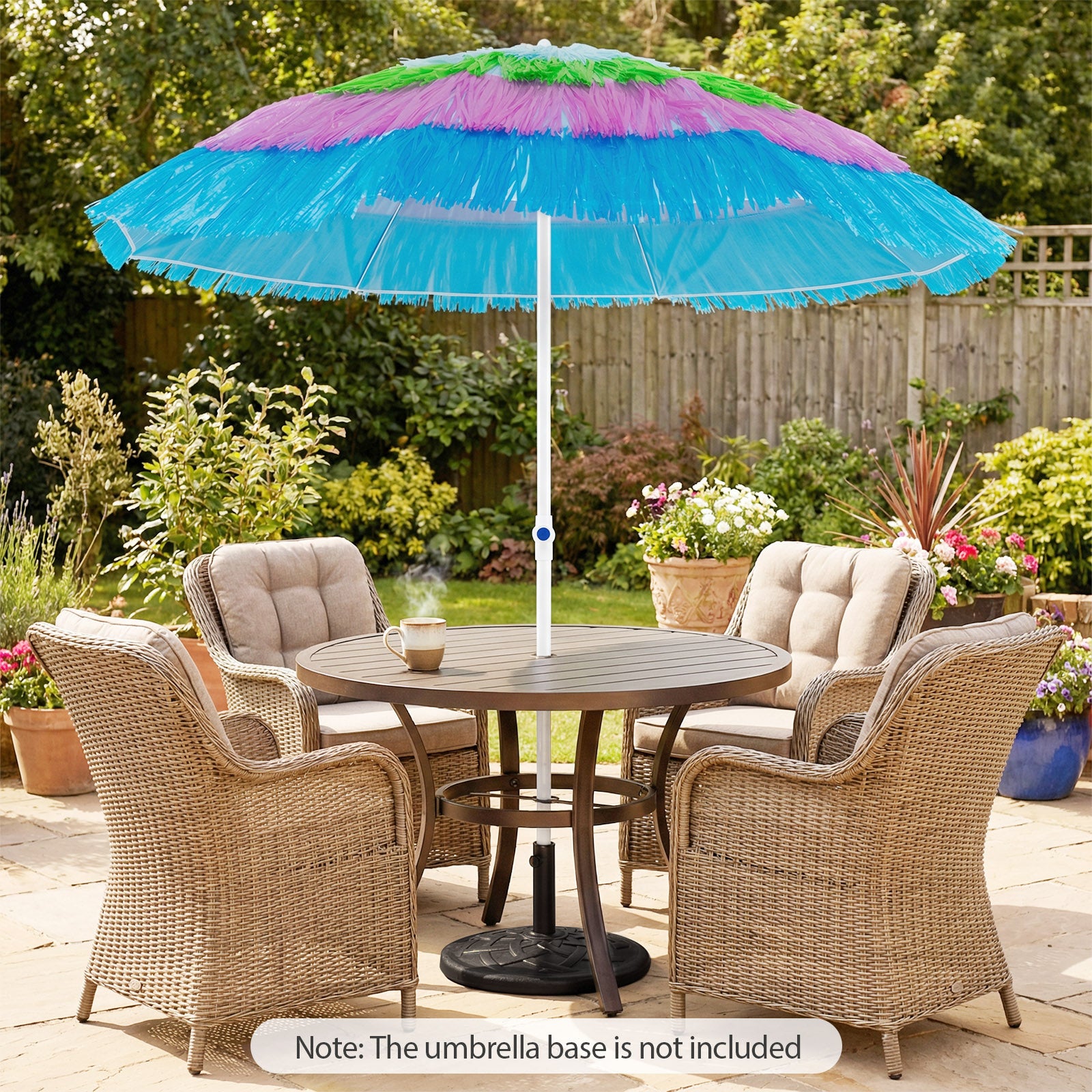 6 FT Tiki Thatched Patio Beach Umbrella, Push Button Tilt, Multicolor Outdoor Umbrellas at Gallery Canada